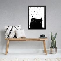 Quadro Gatinho Escandinavo 33X24Cm - Com Vidro