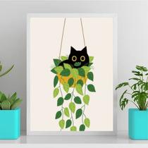 Quadro Gatinho No Vaso De Planta 33x24cm