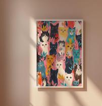 Quadro Gatinhos Gatos Colorido Decoração Sala Quarto