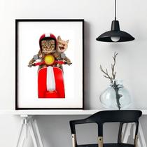 Quadro Gatinhos Na Lambreta - 60X48Cm