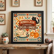 Quadro Gatinhos Pelos e Amor 33x33cm Mold Branca