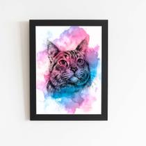 Quadro Gato Animais Pets Arte Aquarela Moldura 20x30cm Quadro Gato Animais Pets Arte Aquarela Moldura 20x30cm