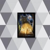 Quadro Gato Bruxo com Livro 33x24cm - com vidro Quadro Gato Bruxo com Livro 33x24cm - com vidro