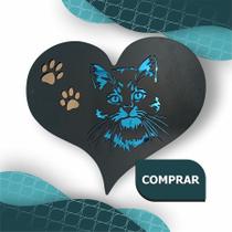 Quadro Gato Coração 38x32 Preto / Bronze / Azul Esp. Quadro Gato Coração 38x32 Preto / Bronze / Azul Esp.