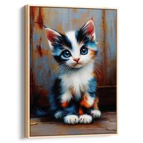 Quadro Gato de Olhos Brilhantes e Curiosos