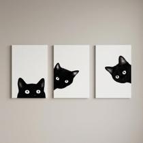 Quadro Gato Decorativos Kit 3 Peças 40x60 cm Quadro Gato Decorativos Kit 3 Peças 40x60 cm