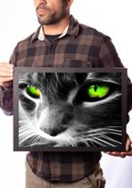 Quadro Gato Dos Olhos Verdes Arte Moldura 42x29cm Quadro Gato Dos Olhos Verdes Arte Moldura 42x29cm