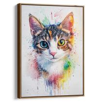 Quadro Gato em Explosão de Cores Vibrantes