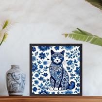 Quadro Gato Estilo ulejo Português - 33X33Cm - Com Vidro