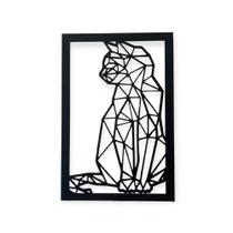 Quadro Gato Geométrico Preto 60x40 -Arte MDF 3MM