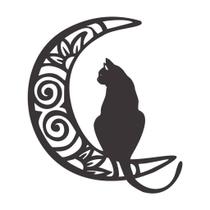 Quadro Gato na Lua em MDF 3mm preto, para Decoração Quadro Gato na Lua em MDF 3mm preto, para Decoração