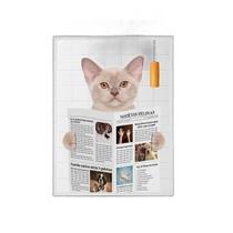 Quadro Gato No Banheiro Com Jornal 45X34Cm Madeira Preta