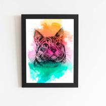 Quadro Gato Pets Animais Aquarela Arte Moldura 30x40cm
