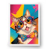 Quadro Gato Pop Art Divertido 40x60cm