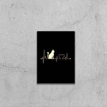 Quadro Gato Sinal Vital 45X34Cm - Com Vidro Moldura Preta