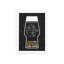 Quadro Geek Jedi Força Cerveja Moldura Branca 22x32cm