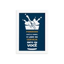 Quadro Geek Jedi Lado da Cerveja Moldura Branca 33x43cm Quadro Geek Jedi Lado da Cerveja Moldura Branca 33x43cm