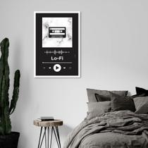 Quadro Gênero Musical Lo-Fi 100x70 Caixa Branco Preto Moldura Caixa, Branca, Preto