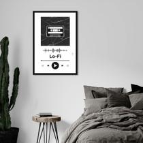 Quadro Gênero Musical Lo-Fi 60x43 Caixa Preto Branco Moldura Caixa, Preta, Branco