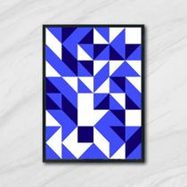 Quadro Geométrico Azul e Branco II 24x18cm - com vidro