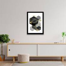 Quadro Geométrico Hexágonos Preto E Cinza 45X34Cm