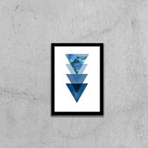 Quadro Geométrico Triângulos Azuis I 33X24Cm - Moldura Preta Quadro Geométrico Triângulos Azuis I 33X24Cm - Moldura Preta