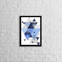 Quadro Geométrico Triângulos Azuis II 45x34cm - com vidro