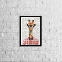 Quadro Girafa Intelectual 33X24Cm - Com Vidro Moldura Preta