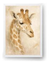 Quadro Girafa Luxuosa Suave Em Off-white E Dourado 21x30cm Quadro Girafa Luxuosa Suave Em Off-white E Dourado 21x30cm