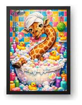 Quadro Girafa Maluca Tomando Banho Banheira 30x42cm Quadro Girafa Maluca Tomando Banho Banheira 30x42cm