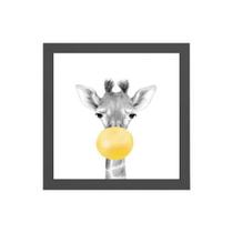 Quadro Girafinha Chiclete Amarelo 20x20cm