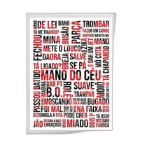 Quadro Gírias Sp Branco Vermelho Preto 24X18Cm Vidro Preta