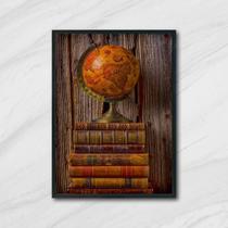 Quadro Globo e Livros 24x18cm Quadro Globo e Livros 24x18cm