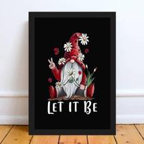 Quadro Gnomo Zen Let It Be 33X24Cm - Com Vidro Moldura Preta