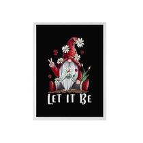 Quadro Gnomo Zen Let It Be 45X34Cm Com Vidro - Madeira Preta