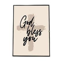 Quadro God Bless You Cruz 33X24Cm - Com Vidro Branca