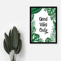 Quadro Good Vibes Only 24X18Cm - Com Vidro - Madeira Preta