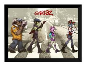 Quadro Gorillaz Banda Rock Arte Beatles Poster Moldurado Quadro Gorillaz Banda Rock Arte Beatles Poster Moldurado