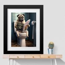 Quadro Grande Banheiro Pug- 60x48cm