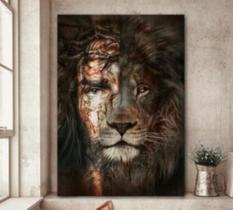 Quadro grande leão Judá 90x60cm moderno decorativo luxo 4k Jesus