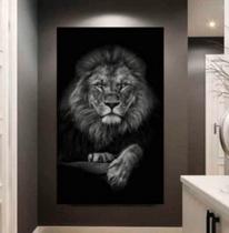 Quadro grande leão Judá 90x60cm moderno decorativo luxo 4k Preto Branco