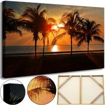Quadro Grande Nascer Do Sol Praia Linda Tela De Tecido 60x90