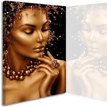 Quadro Grande Salão Estetica Beleza Feminina Tela Em Tecido e Madeira MDF