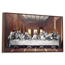 Quadro Grande Santa Ceia Moldura e Canvas 63x93cm ref07