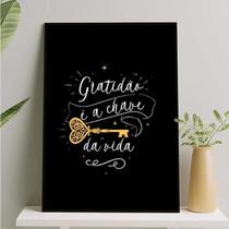 Quadro Gratidão É A Chave Da Vida 24X18Cm Madeira Preta Quadro Gratidão É A Chave Da Vida 24X18Cm Madeira Preta