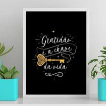 Quadro Gratidão É A Chave Da Vida 45x34cm - com vidro