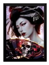 Quadro Gueisha Arte Caveira Leque Oriental Poster Moldurado Quadro Gueisha Arte Caveira Leque Oriental Poster Moldurado