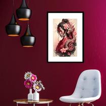 Quadro Gueixa com Dragão - 60x48cm