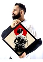 Quadro Gueixa Samurai Arte Sol Vermelho Forma Diamante