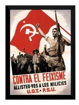 Quadro Guerra Civil Espanhola Cartaz Comunista Moldurado